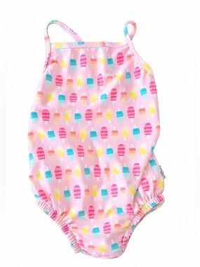 3/$25 Summer Baby Girl Swimsuit One Piece Pink Suit With Built In Diaper Padding